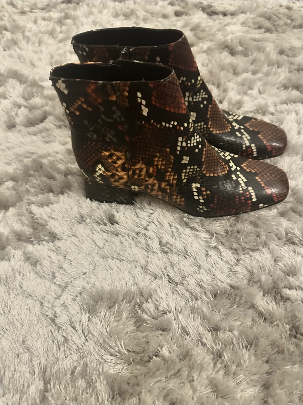 Circus by Sam Edelman Brown & Black Snake-Print Ankle Boots